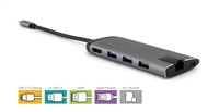 VERBATIM 49142 Multiportový HUB USB-C, 3x USB 3.0, 1x USB-C, HDMI, LAN, SD, microSD, šedý dok