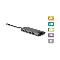 VERBATIM 49142 Multiportový HUB USB-C, 3x USB 3.0, 1x USB-C, HDMI, LAN, SD, microSD, šedý dok