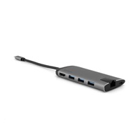 VERBATIM 49142 Multiportový HUB USB-C, 3x USB 3.0, 1x USB-C, HDMI, LAN, SD, microSD, šedý dok