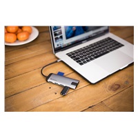 VERBATIM 49142 Multiportový HUB USB-C, 3x USB 3.0, 1x USB-C, HDMI, LAN, SD, microSD, šedý dok