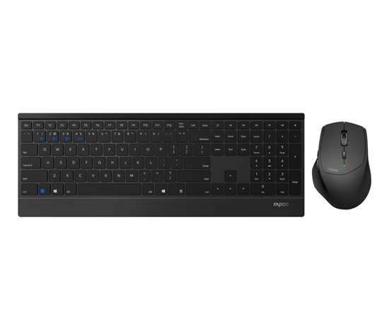 Súprava klávesnice a myši RAPOO 9500M Multi-mode Wireless Ultra-slim Desktop Combo Set (klávesnica. - šedá/metalická, myš - čierna)