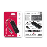 AXAGON HUE-G1A, 4x USB 3.2 Gen 1 SLIM hub, pevný 14cm kábel typu A