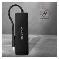 AXAGON HUE-G1C, 4x USB 3.2 Gen 1 SLIM hub, pevný 14 cm kábel Type-C