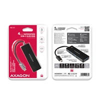 AXAGON HUE-G1C, 4x USB 3.2 Gen 1 SLIM hub, pevný 14 cm kábel Type-C