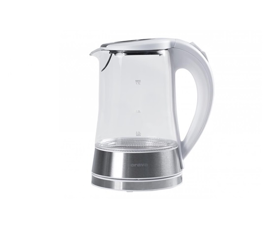 Orava VK-4017 W rychlovarná konvice, 2200 W, 1.7 l, skleněná, LED podsvícení, automatické vypnutí, bílá