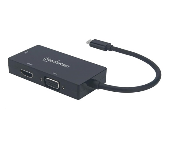 MANHATTAN Adaptér - Prevodník A/V USB-C 3v1 (HDMI, VGA, DVI)