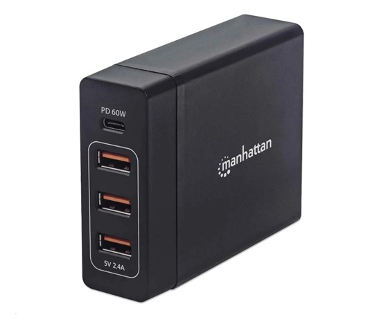 Nabíjacia stanica MANHATTAN USB Power Delivery - 72 W, čierna