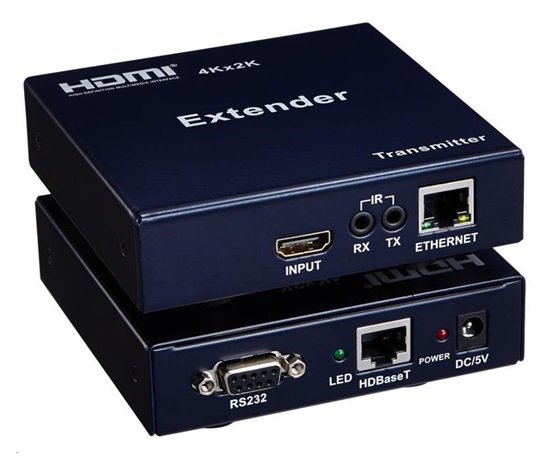PremiumCord HDMI HDBaseT 4K extender do 100 m, cez IP, jeden vysielač na viac prijímačov