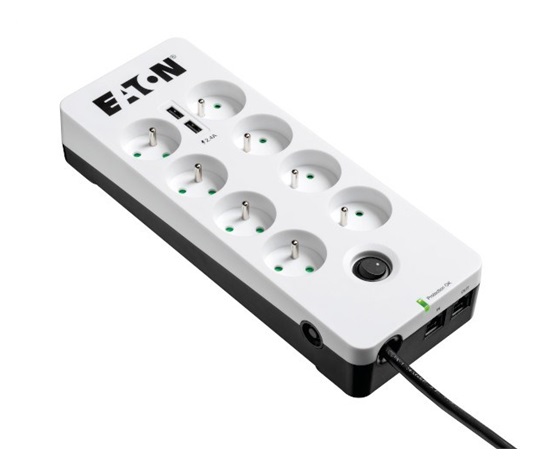 Eaton Protection Box 8 Tel@ USB FR, prepäťová ochrana, 8 zásuviek, 2x USB nabíjačka, 1m