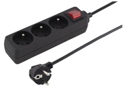 PREMIUMCORD Predlžovací kábel 230V 2m 3 zásuvky + vypínač, čierny