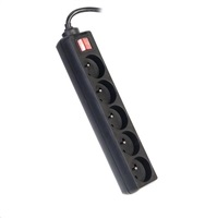 PREMIUMCORD Predlžovací kábel 230V 3m 5 zásuviek + vypínač, čierny