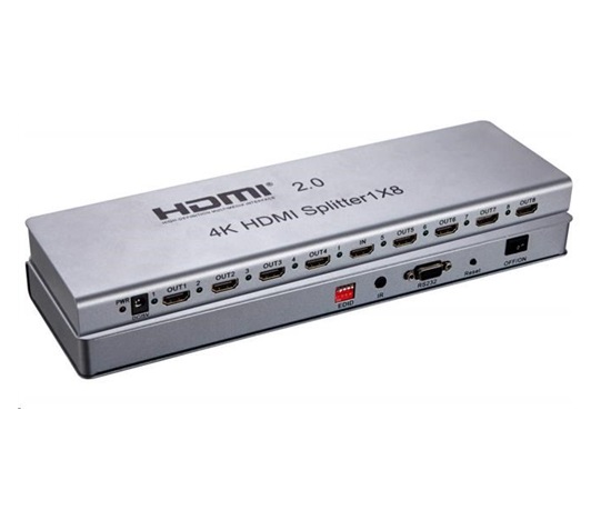 PremiumCord HDMI 2.0 rozdeľovač 1-8 portov, 4K x 2K/60Hz, FULL HD, 3D