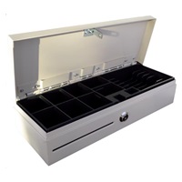 Pokladničná zásuvka Virtuos Flip-top FT-460C4 - s káblom, s uzamykateľným krytom, biela