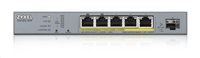 Zyxel GS1350-6HP 6portový inteligentný spravovaný CCTV PoE switch, dlhý dosah, 60 W, 5x GbE, 1x SFP