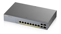 Zyxel GS1350-12HP 12portový inteligentný spravovaný CCTV PoE switch, dlhý dosah, 130W, 10x GbE, 2x SFP