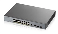 Zyxel GS1350-18HP 18portový inteligentný spravovaný CCTV PoE switch, dlhý dosah, 250W, 16x GbE, 2x combo RJ45/SFP