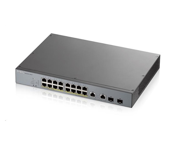 Zyxel GS1350-18HP 18portový inteligentný spravovaný CCTV PoE switch, dlhý dosah, 250W, 16x GbE, 2x combo RJ45/SFP
