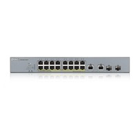 Zyxel GS1350-18HP 18portový inteligentný spravovaný CCTV PoE switch, dlhý dosah, 250W, 16x GbE, 2x combo RJ45/SFP