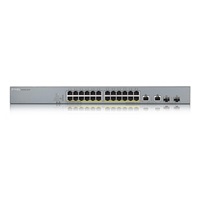 Zyxel GS1350-26HP 26portový inteligentný spravovaný CCTV PoE switch, dlhý dosah, 375W, 24x GbE, 2x combo RJ45/SFP