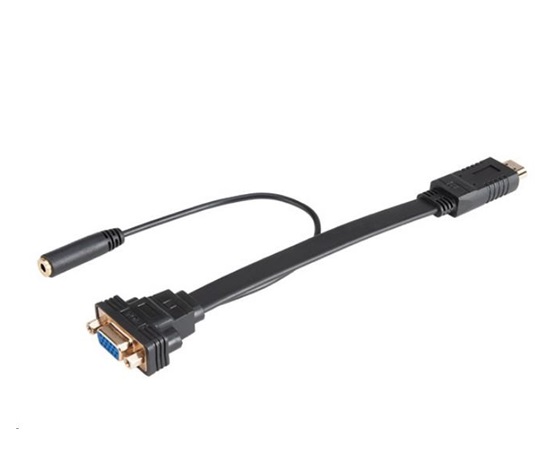 Kábel AKASA HDMI na VGA, s audio káblom, 20 cm, čierny