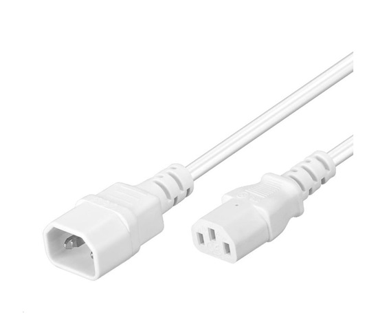 PREMIUMCORD Predlžovací kábel 230V, C13-C14, biely 3m