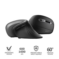 TRUST Verro Bezdrôtová ergonomická myš, čierna