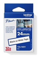 BROTHER TZEN251 - 24 mm široká kazeta TZ, nelaminovaná TZE-251, biele/čierne písmo