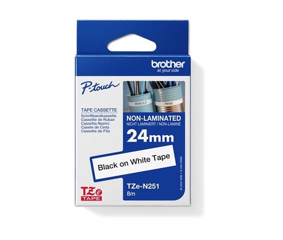 BROTHER TZEN251 - 24 mm široká kazeta TZ, nelaminovaná TZE-251, biele/čierne písmo