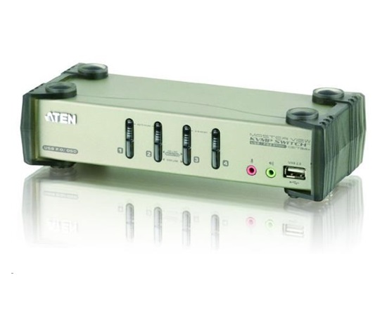 ATEN 4-portový prepínač KVMP USB+PS/2, usb hub, audio, OSD, 1.2m káble