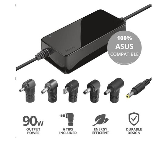 Napájací adaptér TRUST MAXO pre notebooky ASUS 90 W, vrátane. koncové uzávery