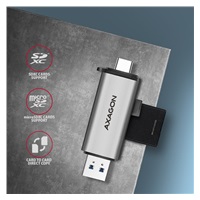 AXAGON CRE-SAC, USB3.externá čítačka kariet SD/microSD 2 Gen 1 Type-C + Type-A, podpora UHS-I
