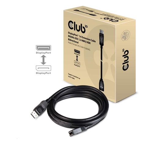 Club3D Predlžovací kábel DisplayPort 1.4 8K 60Hz DSC 1.2 HBR3 HDR obojsmerný (M/F), 3m