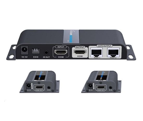 PREMIUMCORD HDMI 1-2 splitter+extender cez CAT6/6a/7, FULL HD, 3D