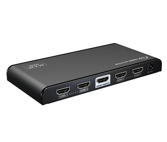 PremiumCord HDMI 2.0 rozdeľovač 1-4 porty, 4K x 2K/60Hz, FULL HD, 3D, čierny