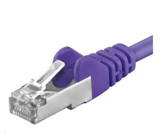 PREMIUMCORD Patch kábel CAT6a S-FTP, RJ45-RJ45, AWG 26/7 0,25m fialový