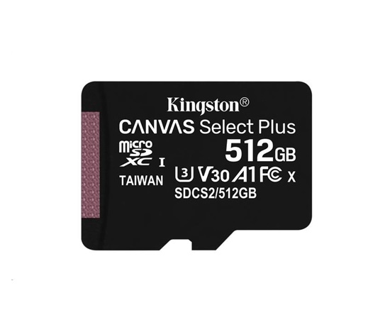 Kingston 512GB micSDXC Canvas Select Plus 100R A1 C10 - 1 ks