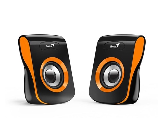 Reproduktory GENIUS SP-Q180 Orange, 2.0, 6 W, napájanie USB, 3,5" jack, čierna a oranžová