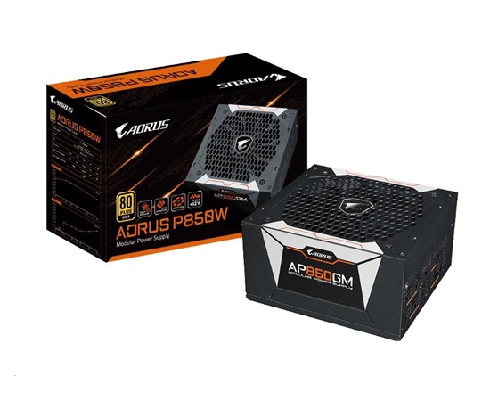 Napájací zdroj GIGABYTE AORUS AP850GM, 850W, 80plus gold, modulárny, 135 mm ventilátor