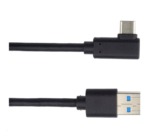 PREMIUMCORD Kábel USB typ C/M so zahnutým konektorom 90° - USB 3.0 A/M, 2m