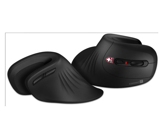 CONNECT IT FOR HEALTH Ergonomická vertikálna myš (+ 1x batéria AA zdarma) bezdrôtová, čierna