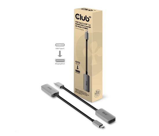 Club3D Aktívny adaptér USB-C na DisplayPort 1.4, 8K60Hz DSC1.2 HDR HBR3