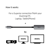 Club3D Aktívny adaptér USB-C na DisplayPort 1.4, 8K60Hz DSC1.2 HDR HBR3