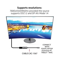 Club3D Aktívny adaptér USB-C na DisplayPort 1.4, 8K60Hz DSC1.2 HDR HBR3