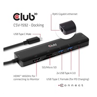 Club3D hub USB-C 3.2 Gen1 7in1 Hub HDMI 4K60Hz, 2x SD card, 2x USB-A, USB-C PD - nabíjení 100W, RJ45