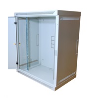 LEXI 19" nástenná skriňa 15U, plné dvere, uzamykateľná - 2 zámky, antivandal, hĺbka 400 mm, nosnosť 60 kg, sivá