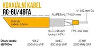 Koaxiálny kábel RG-6U/48FA 6,5 mm, dvojité tienenie, impedancia 75 Ohm, PVC, biely, cievka 100 m