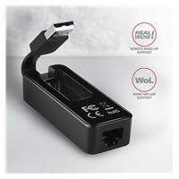 AXAGON ADE-XR, USB 2.0 - Fast Ethernet sieťová karta, auto inštal, čierna