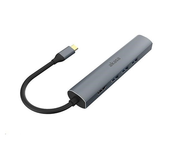 Adaptér AKASA 5v1 z USB typu C na HDMI 4K@30Hz, RJ45 a USB-A