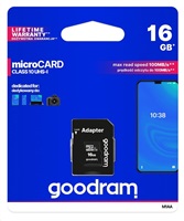 Karta GOODRAM MicroSDHC 16GB M1AA, UHS-I Class 10, U1 + adaptér