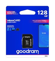 Karta GOODRAM MicroSDXC 128GB M1AA, UHS-I Class 10, U1 + adaptér